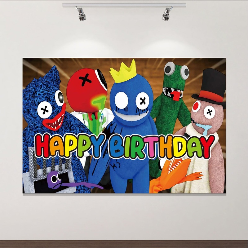 Rainbow Friends Birthday Poster Backdrop 60x40 Inch