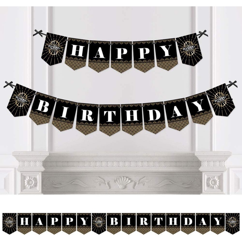 Roaring 20's - 1920s Art Deco Jazz Birthday Party Bunting Banner - Birthday Party Decorations - Happy Birthday