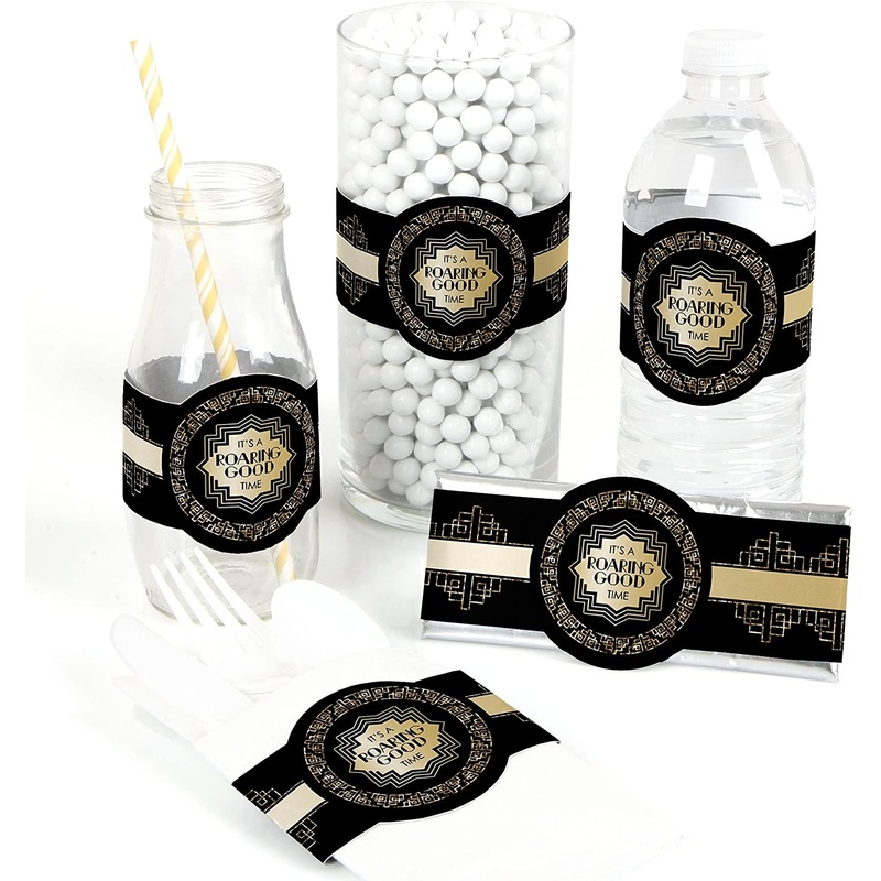 Roaring 20's - DIY Party Supplies - 1920s Art Deco Jazz Party DIY Wrapper Favors & Decorations - Set of 15