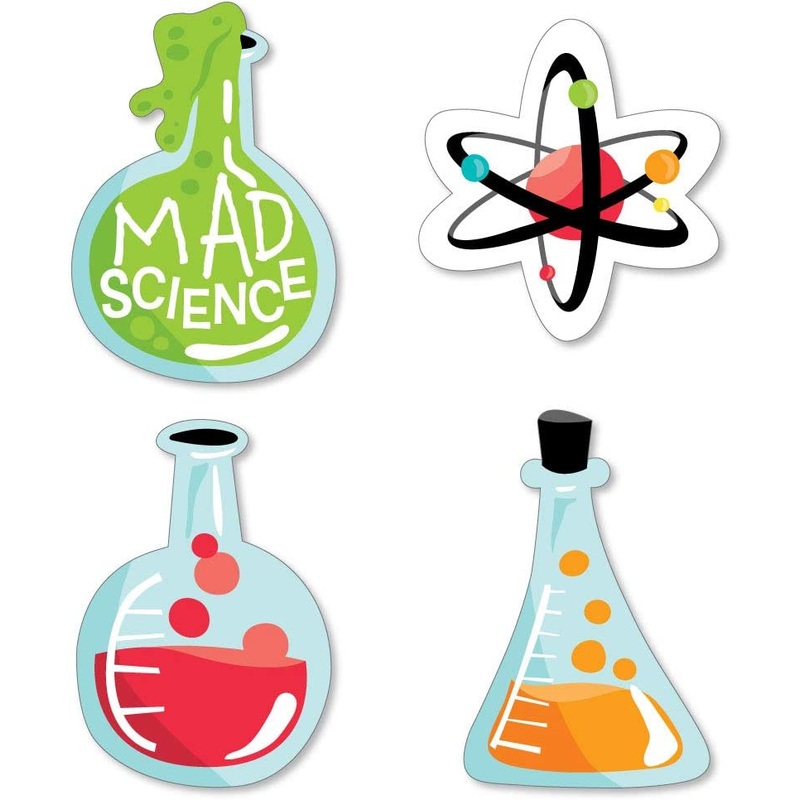 Scientist Lab - DIY Shaped Mad Science Baby Shower or Birthday Party Cut-Outs - 24 Count