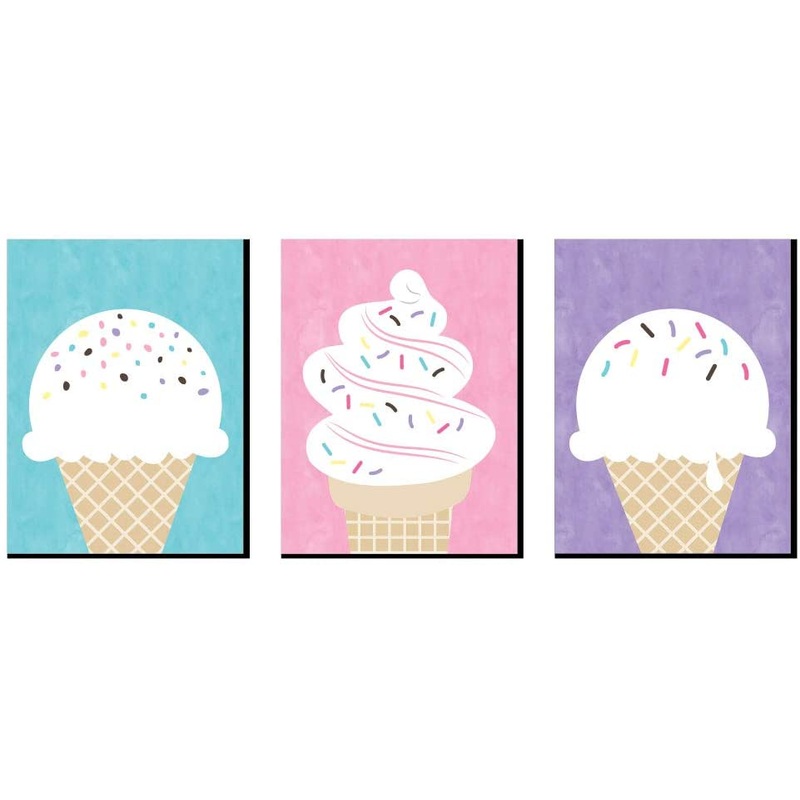 Scoop Up the Fun - Ice Cream - Sprinkles Kitchen Wall Art, Nursery Decor and Restaurant Decorations - 7.5 x 10 inches - Set of 3 Prints