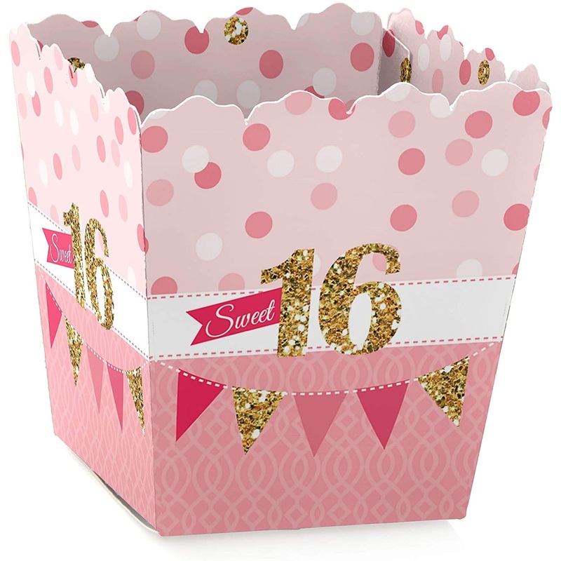 Sweet 16 - Party Mini Favor Boxes - Birthday Party Treat Candy Boxes - Set of 12