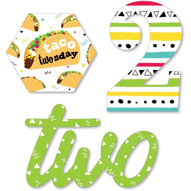 Taco Twosday - DIY Shaped Mexican Fiesta Second Birthday Party Cut-Outs - 24 Count