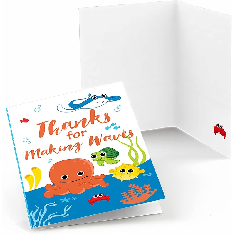 Under the Sea Critters - Birthday Party or Baby Shower Thank You Cards (8 Count)