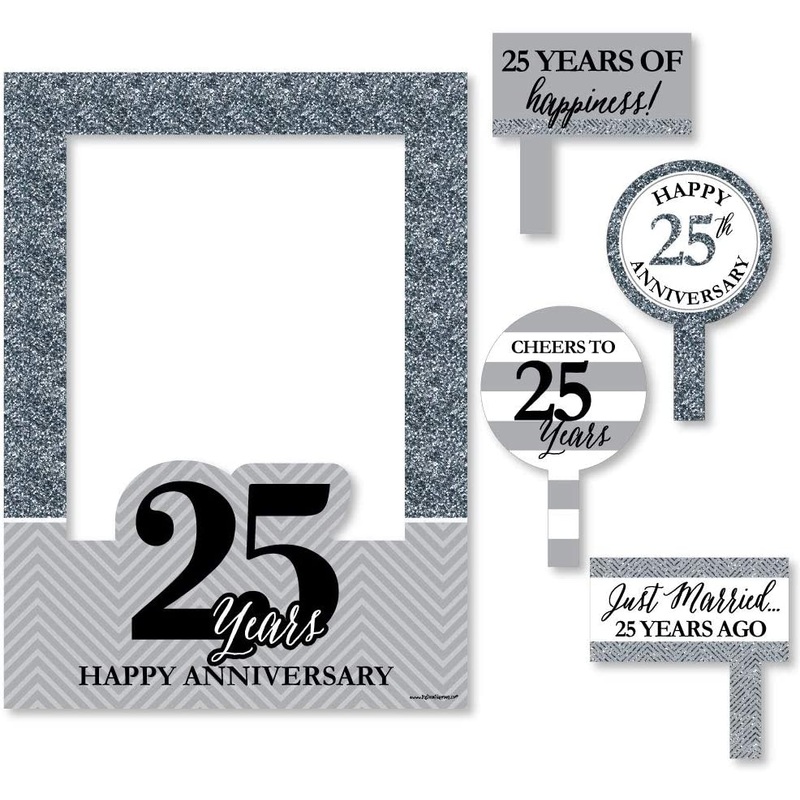 We Still Do - 25th Wedding Anniversary Selfie Photo Booth Picture Frame & Props