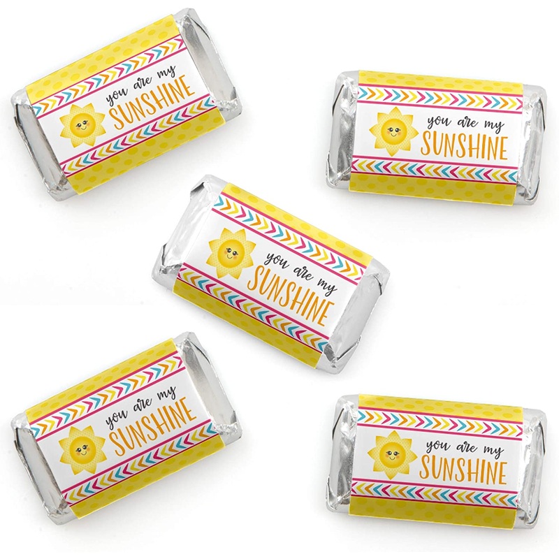 You Are My Sunshine - Mini Candy Bar Wrapper Stickers - Baby Shower or Birthday Party Small Favors - 40 Count