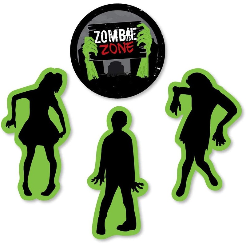Zombie Zone - DIY Shaped Halloween or Birthday Zombie Crawl Party Cut-Outs - 24 Count