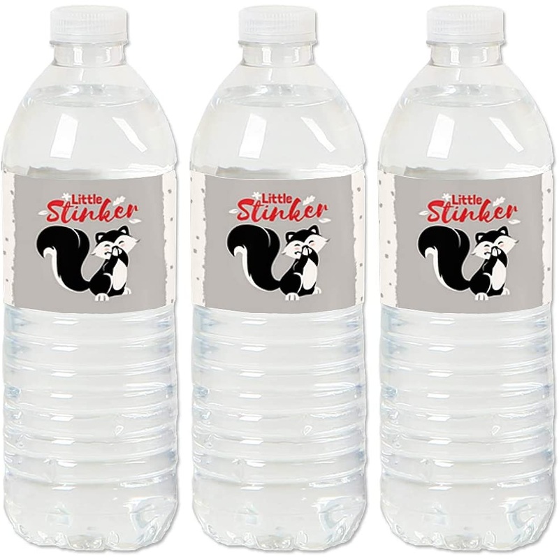 Little Stinker - Woodland Skunk Baby Shower or Birthday Party Water Bottle Sticker Labels - Set of 20