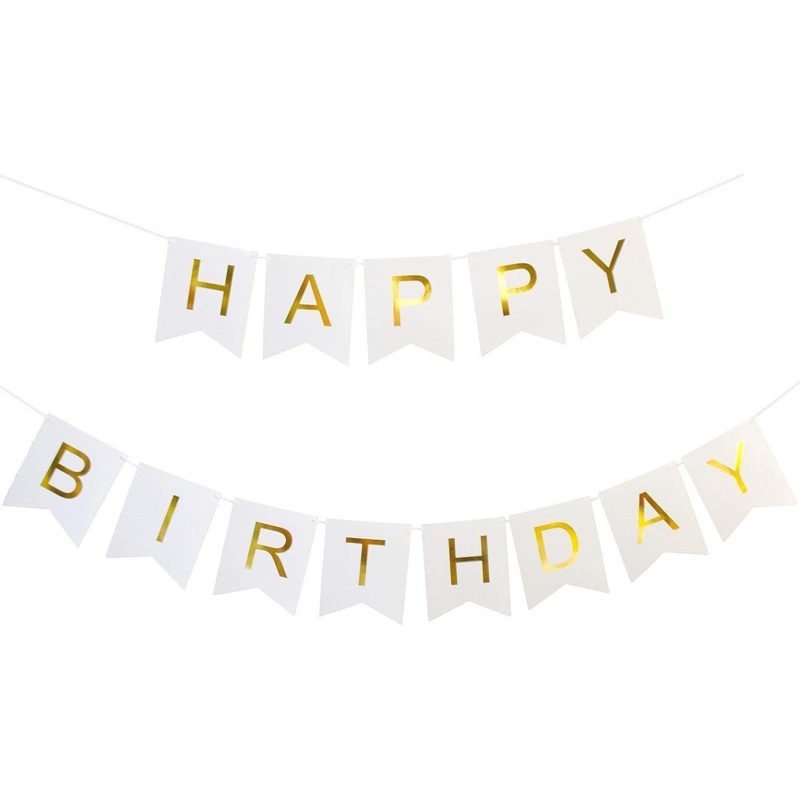 Ready to Hang Happy Birthday Card Bunting (White)