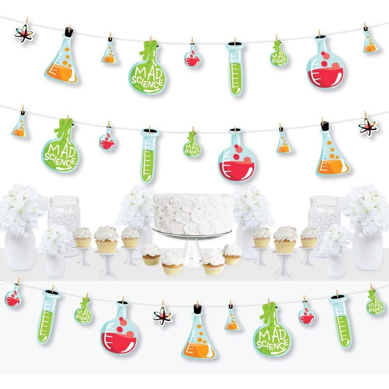 Scientist Lab - Mad Science Baby Shower or Birthday Party DIY Decorations - Clothespin Garland Banner - 44 Pieces