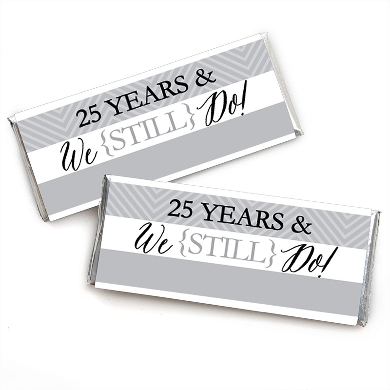 We Still Do - 25th Wedding Anniversary Party - Candy Bar Wrappers Party Favors - Set of 24