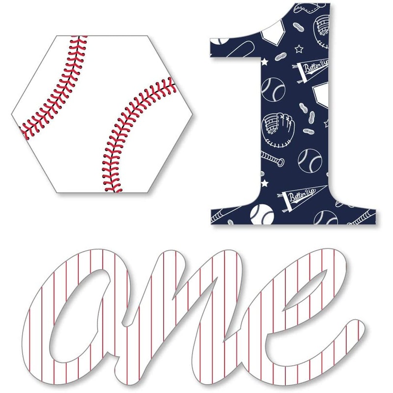 1st Birthday Batter Up - Baseball - DIY Shaped First Birthday Party Cut-Outs - 24 Count