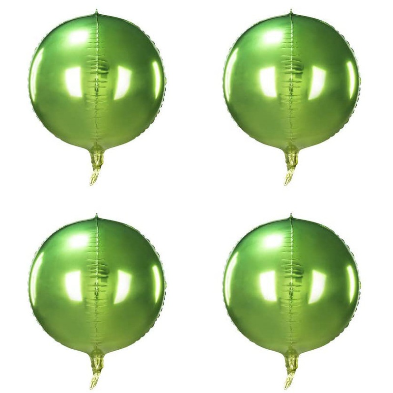 4D Balloons 4 pcs 22 inch Gradient Green Round Sphere Foil Balloon