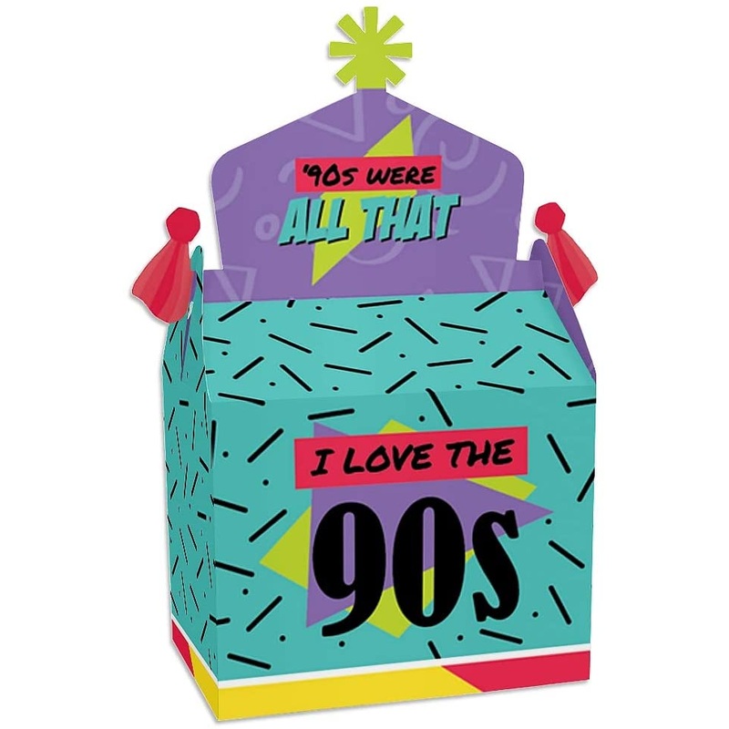 90s Throwback - Treat Box Party Favors - 1990s Party Goodie Gable Boxes - Set of 12