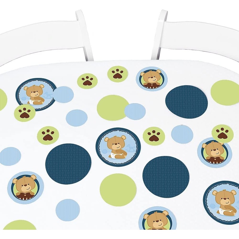 Baby Boy Teddy Bear - Baby Shower Giant Circle Confetti - Party Decorations - Large Confetti 27 Count