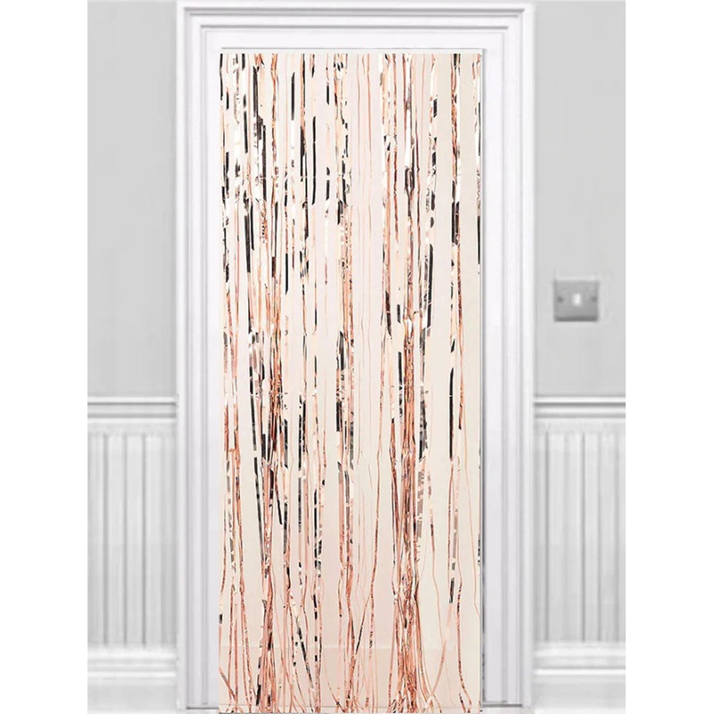 Rose Gold Metallic Fringed Doorway Curtain 1x3M