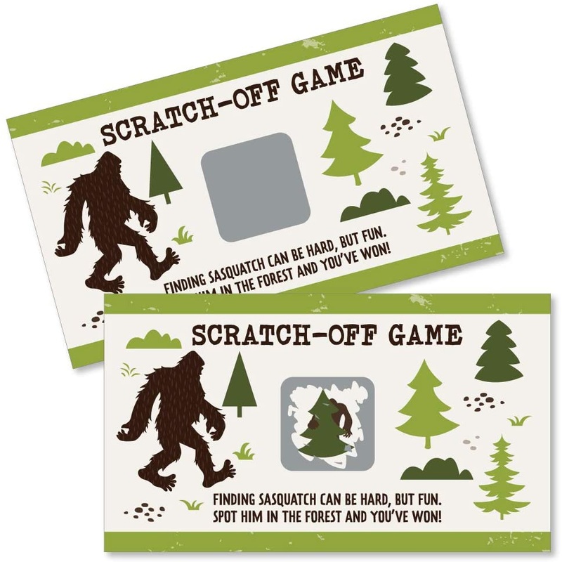 Sasquatch Crossing - Bigfoot Party or Birthday Party Game Scratch Off Cards - 22 Count