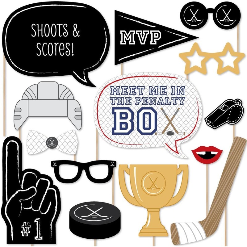 Shoots and Scores - Hockey Photo Booth Props Kit - 20 Count