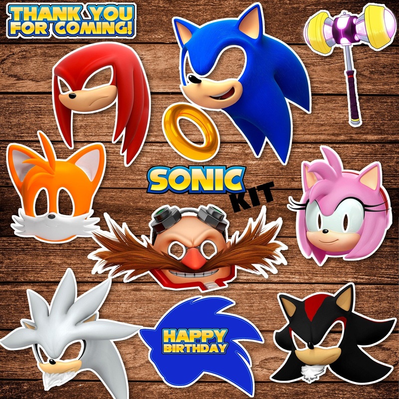 Sonic Photo Booth Props (12 Pieces)