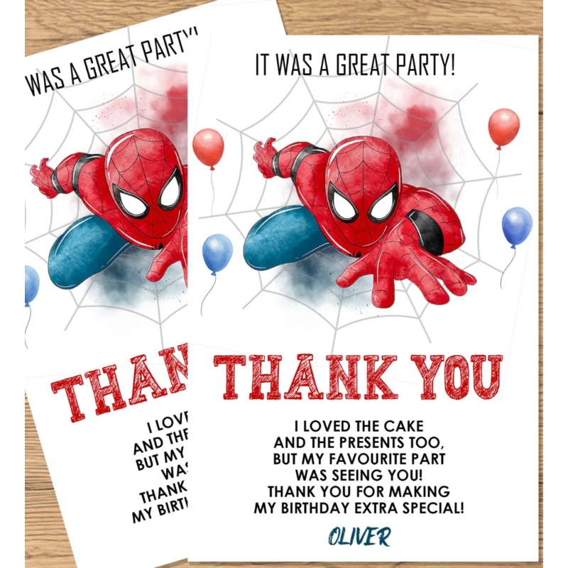 Spiderman thank you tags (Set of 12)