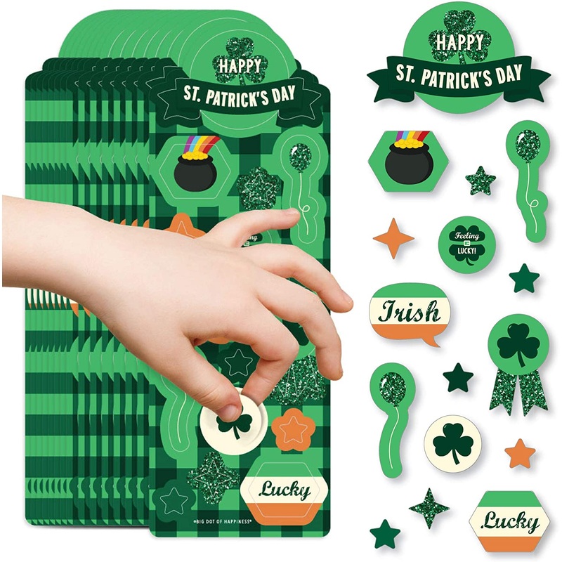 St. Patricks Day - Saint Pattys Day Party Favor Kids Stickers - 16 Sheets - 256 Stickers