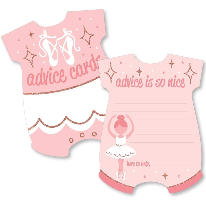 Tutu Cute Ballerina - Baby Bodysuit Wish Card Ballet Baby Shower Activities - Shaped Advice Cards Game - Set of 20