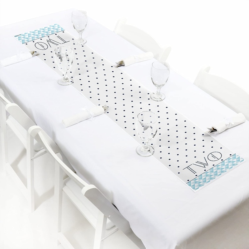 Two Much Fun - Boy - Petite 2nd Birthday Party Paper Table Runner - 12 x 60 inches
