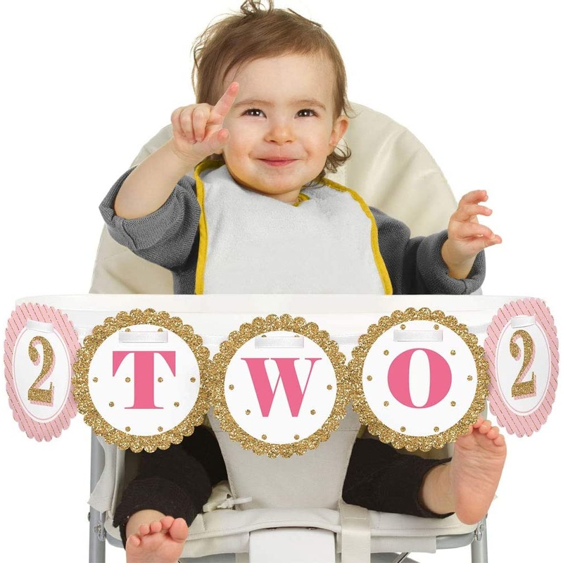 Two Much Fun - Girl Highchair Decor- 2nd Birthday High Chair Banner