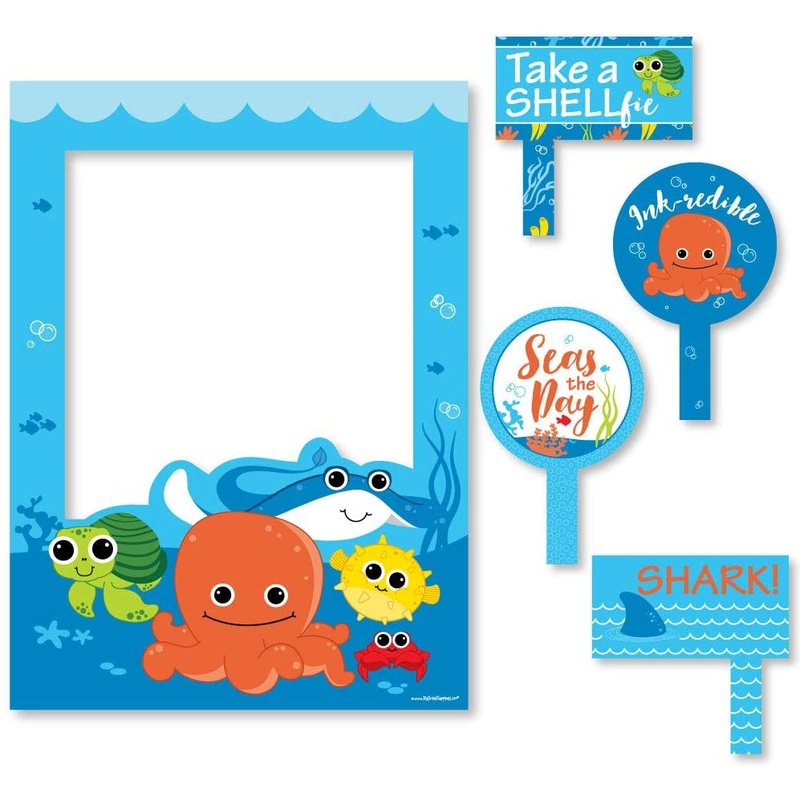 Under the Sea Critters - Birthday Party or Baby Shower Selfie Photo Booth Picture Frame and Props