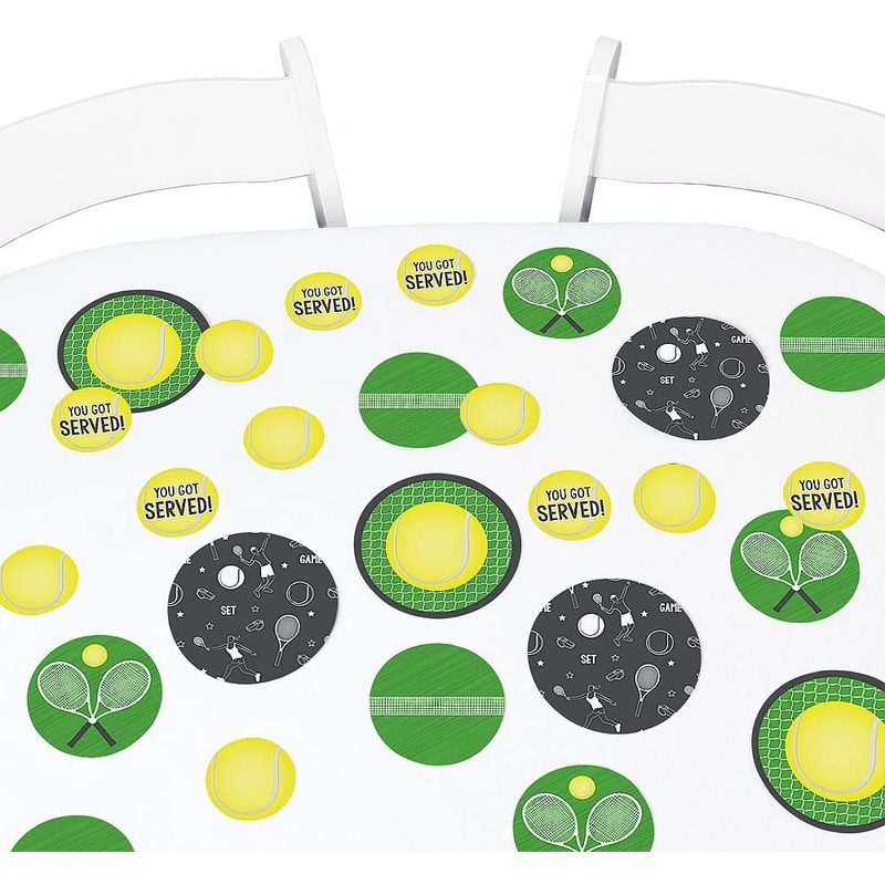 You Got Served - Tennis - Baby Shower or Tennis Ball Birthday Party Giant Circle Confetti - Party Decorations - Large Confetti 27 Count