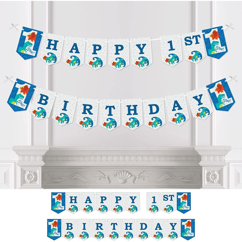 1st Birthday Roar Dinosaur - ONEasaurus Dino First Birthday Party Bunting Banner - Party Decorations - Happy 1st Birthday