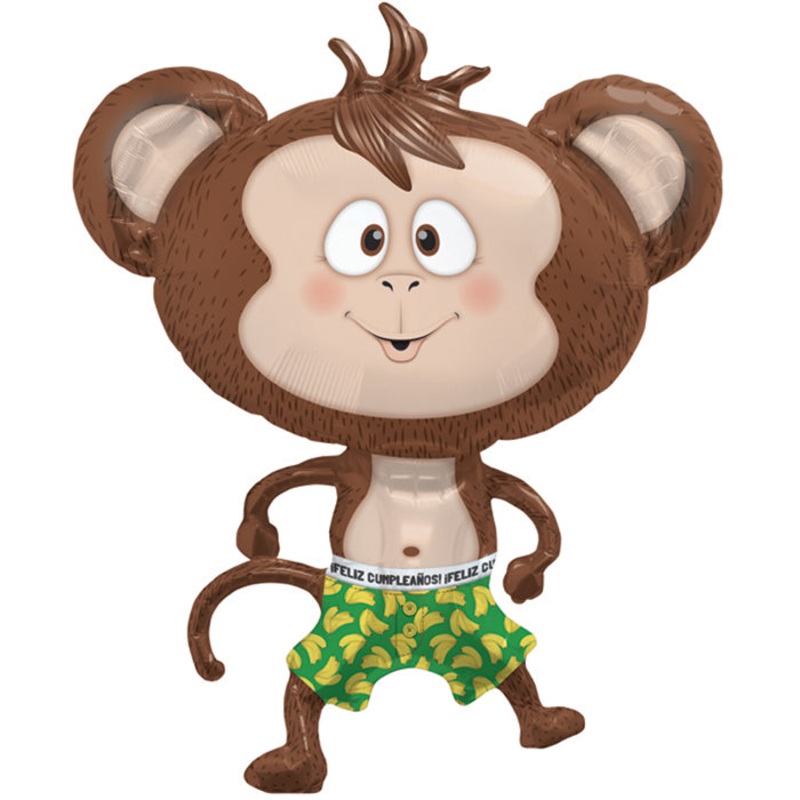 41" Foil Balloon Feliz Cumpleaos Banana Monkey