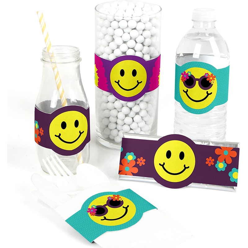 60's Hippie - DIY Party Supplies - 1960s Groovy Party DIY Wrapper Favors & Decorations - Set of 15