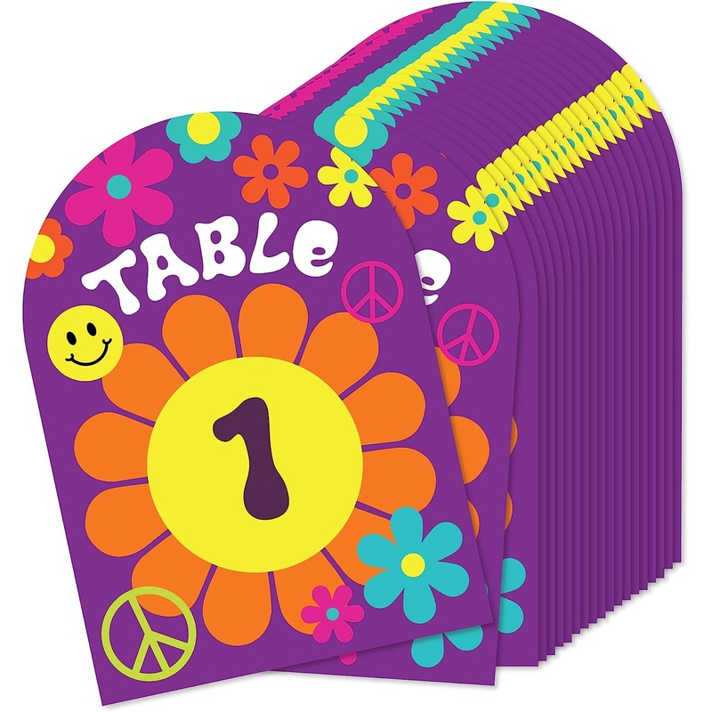 60s Hippie - 1960s Groovy Party Double-Sided 5 x 7 inches Cards - Table Numbers - 1-20
