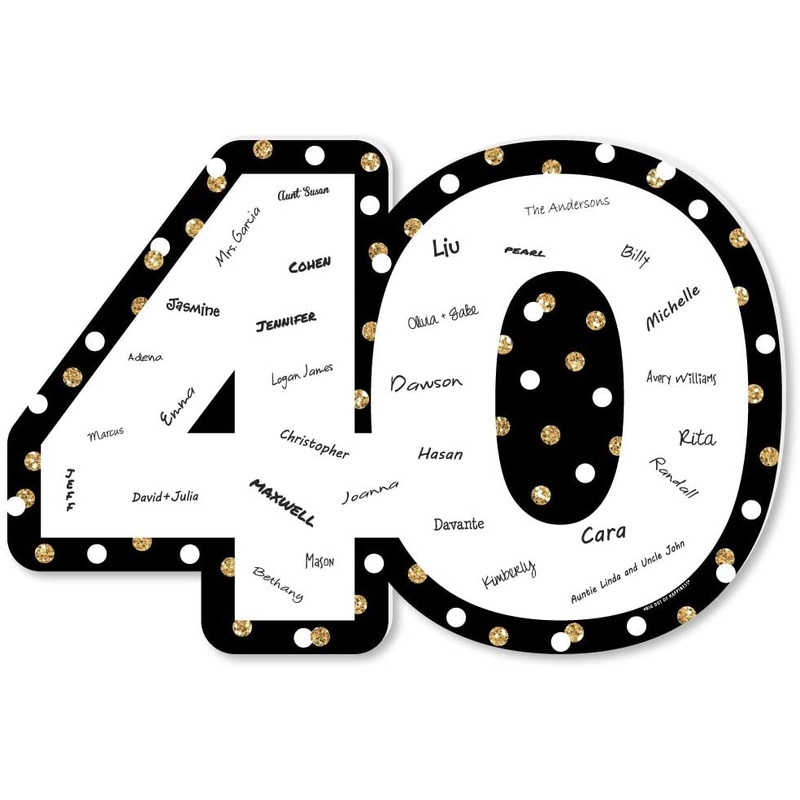 Adult 40th Birthday - Gold - Guest Book Sign - Birthday Party Guestbook Alternative - Signature Mat