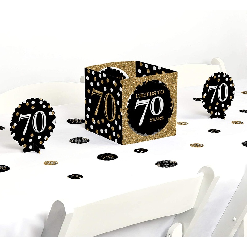 Adult 70th Birthday - Gold - Birthday Party Centerpiece & Table Decoration Kit