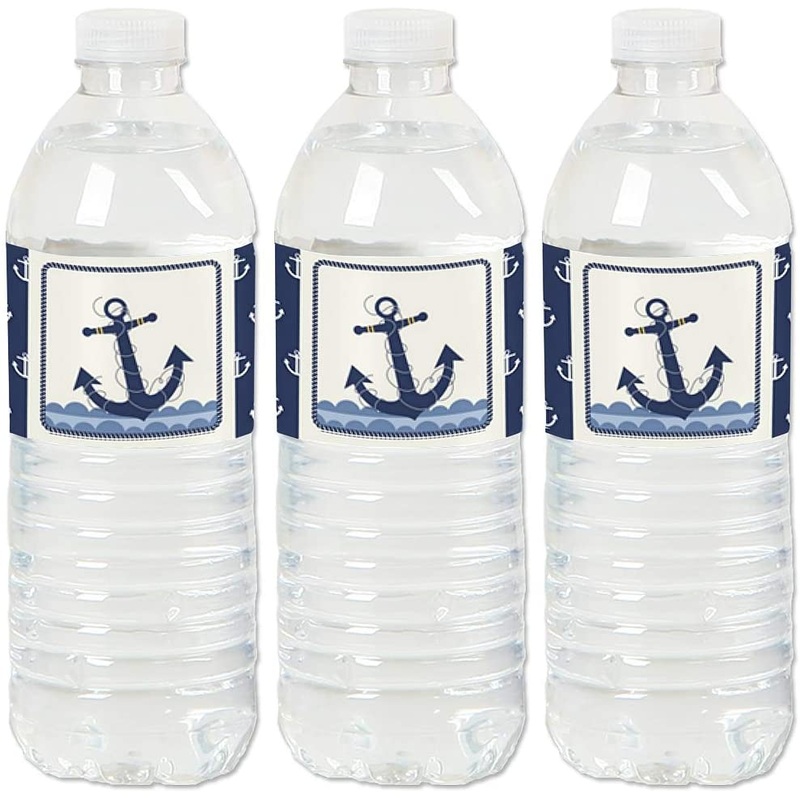 Ahoy - Nautical - Baby Shower or Birthday Party Water Bottle Sticker Labels - Set of 20