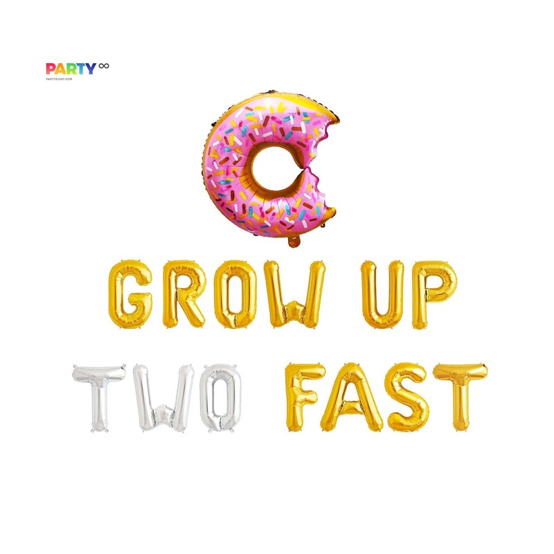 Grow Up Donut | Grow Up Two Fast Balloons - With Helium for Donut Foil Balloon