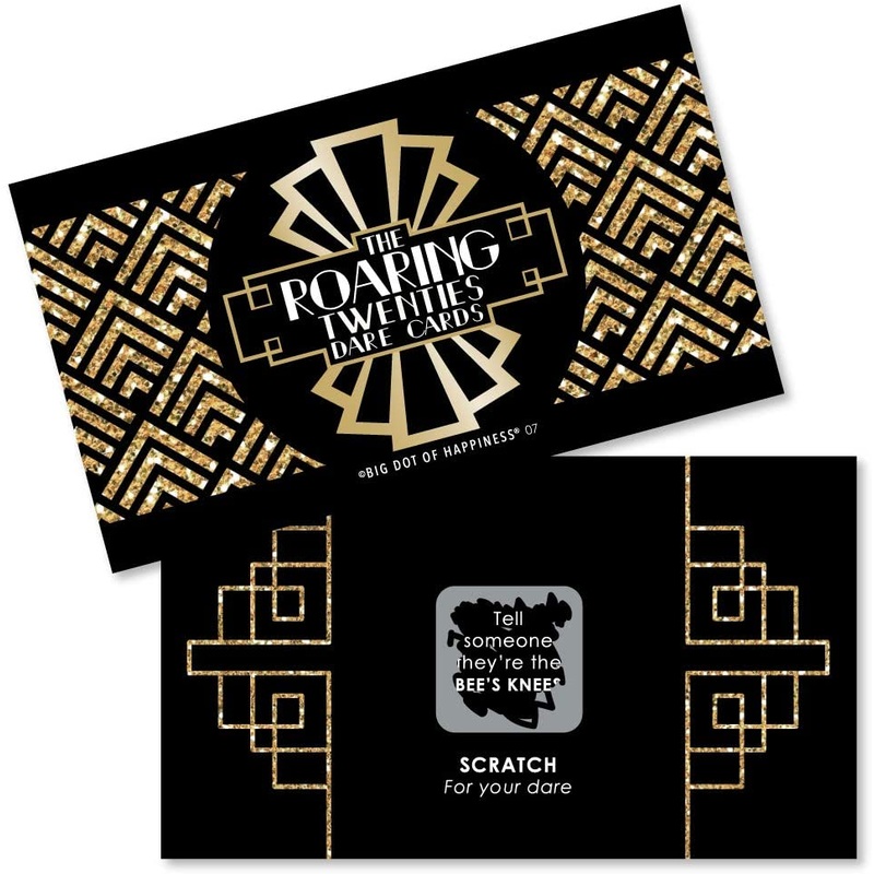 Roaring 20's - 1920s Art Deco Jazz Party Game Scratch Off Dare Cards - 22 Count