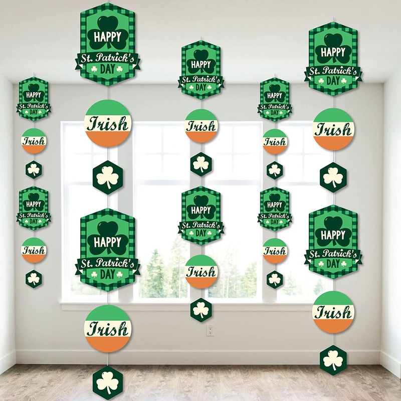 St. Patricks Day - Saint Pattys Day Party DIY Dangler Backdrop - Hanging Vertical Decorations - 30 Pieces