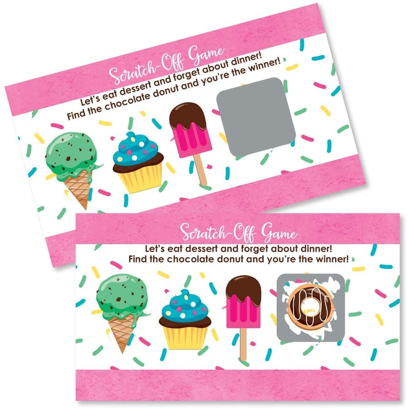 Sweet Shoppe - Candy and Bakery Birthday Party or Baby Shower Game Scratch Off Cards - 22 Count