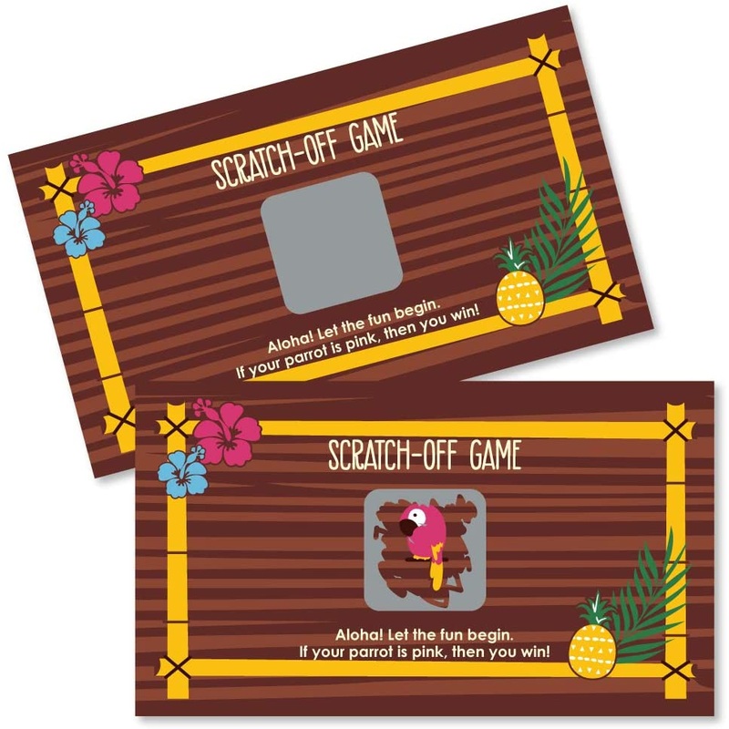 Tiki Luau - Tropical Hawaiian Summer Party Game Scratch Off Cards - 22 Count