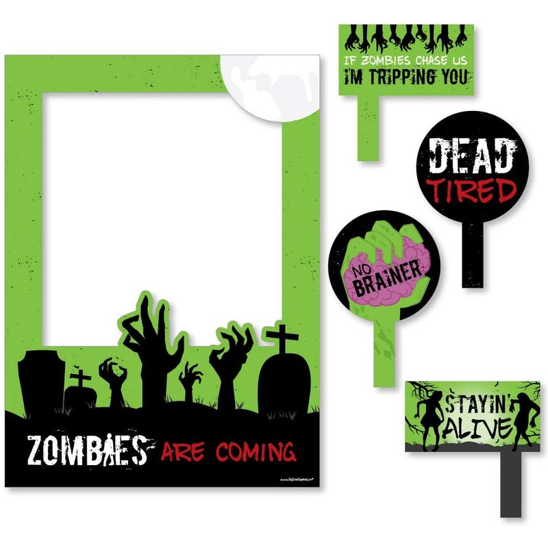 Zombie Zone - Halloween or Birthday Zombie Crawl Party Photo Booth Picture Frame and Props