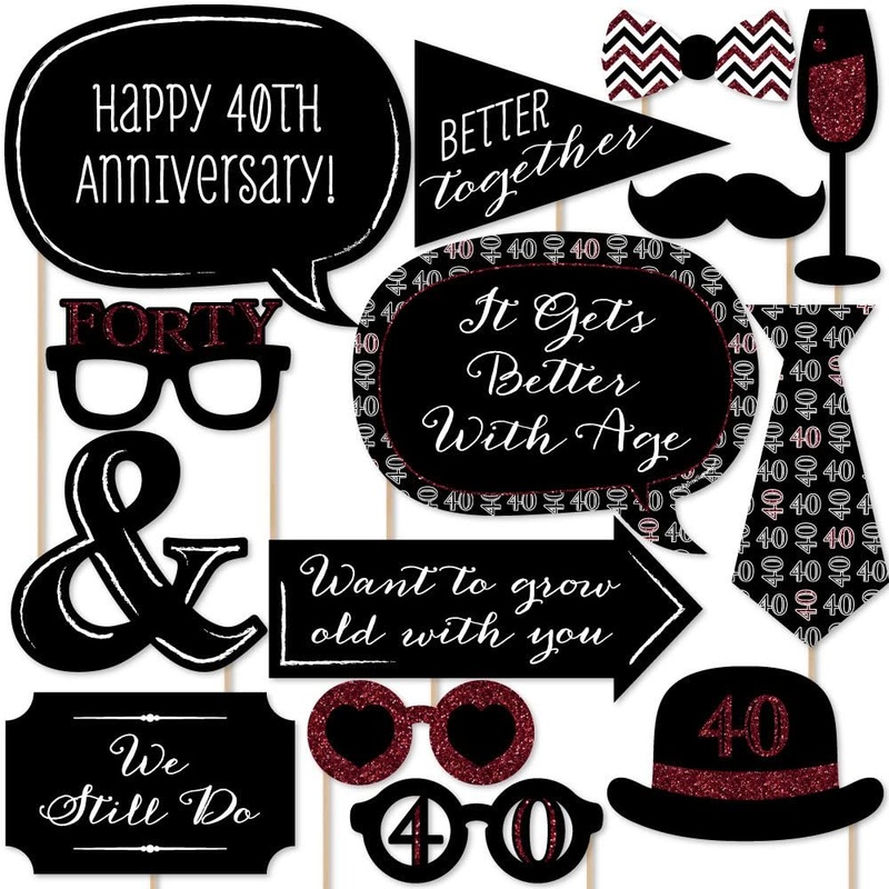 40th Anniversary - Photo Booth Props Kit - 20 Count
