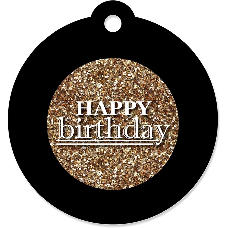 Adult Happy Birthday - Gold - Birthday Party Favor Gift Tags (Set of 20)