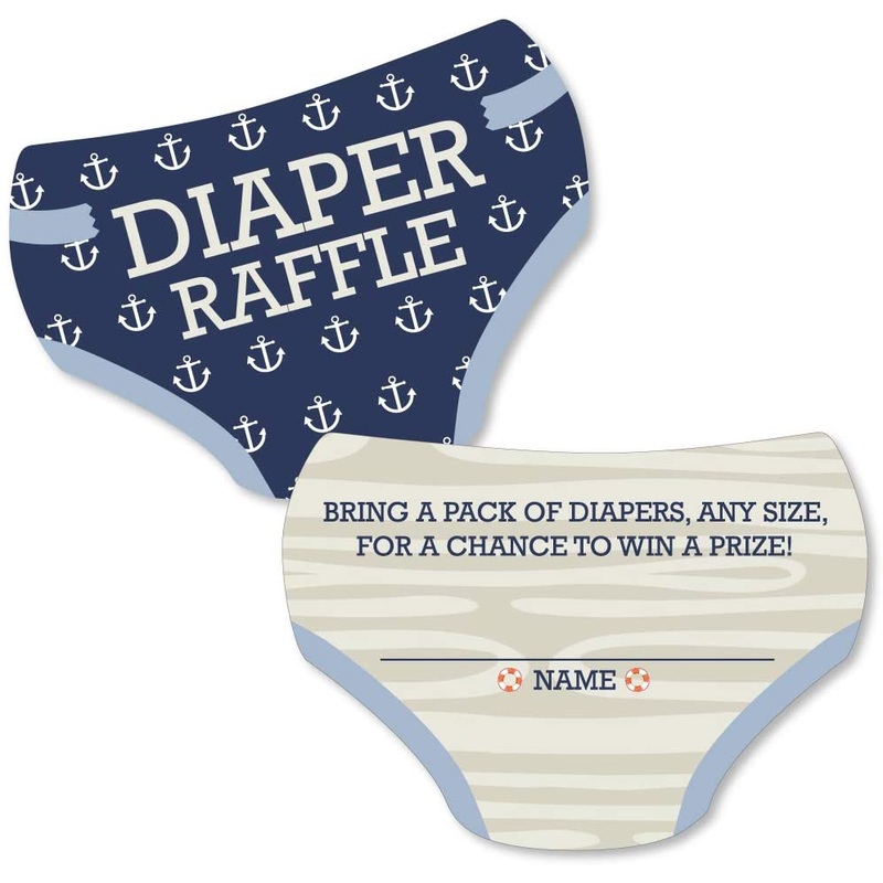Ahoy - Nautical - Diaper Shaped Raffle Ticket Inserts - Baby Shower Activities - Diaper Raffle Game - Set of 24