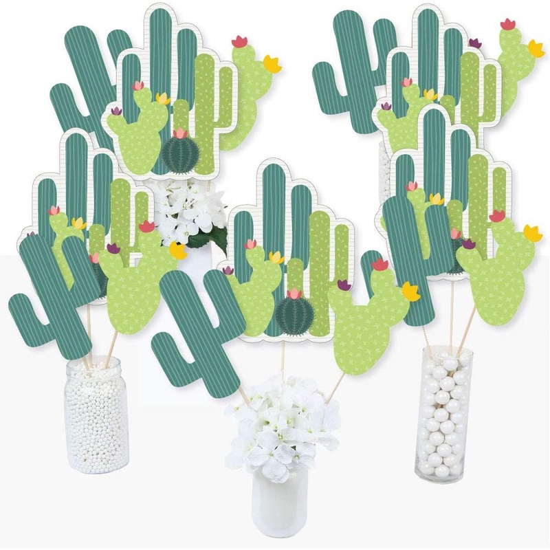 Prickly Cactus Party - Fiesta Party Centerpiece Sticks - Table Toppers - Set of 15