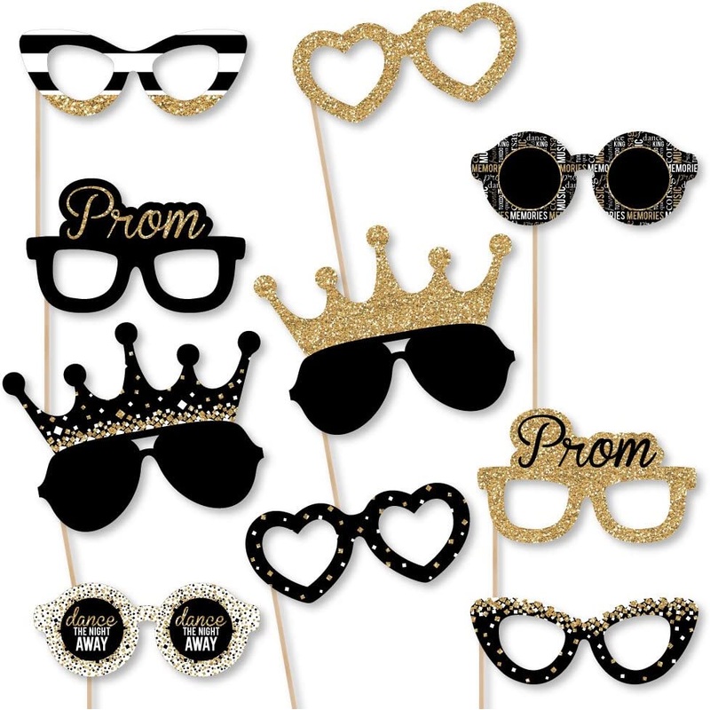 Prom Glasses - Paper Card Stock Prom Night Party Photo Booth Props Kit - 10 Count