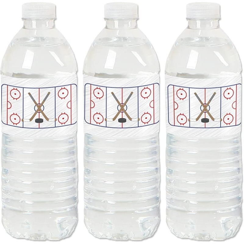 Shoots and Scores - Hockey - Baby Shower or Birthday Party Water Bottle Sticker Labels - Set of 20