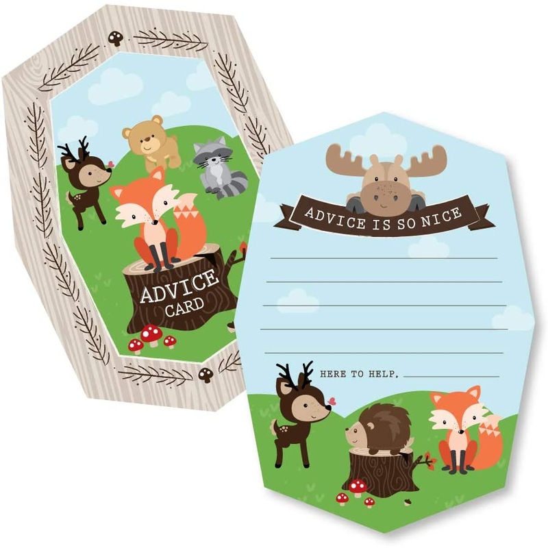 Woodland Creatures - Wish Card Baby Shower Activities - Shaped Advice Cards Game - Set of 20